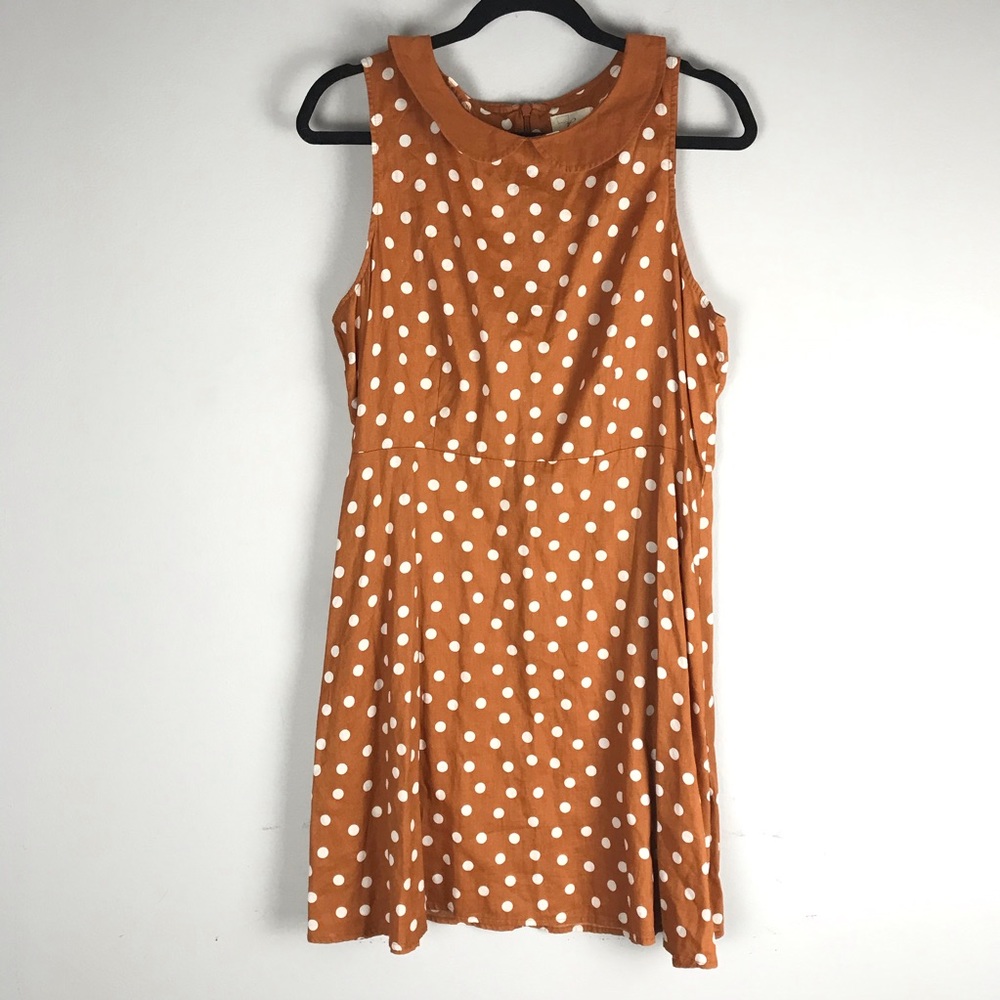 Levi’s rust polka dot swing dress high collar mini